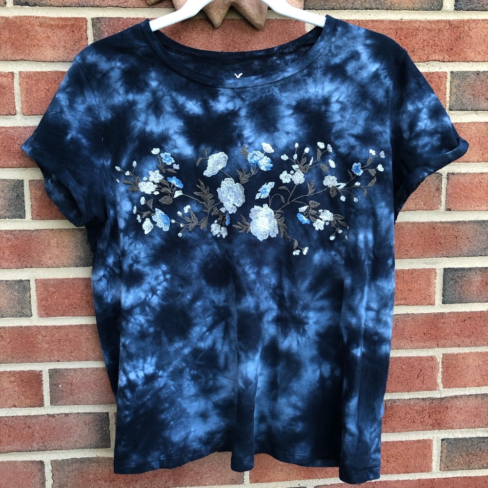 AE embroidered tie dye top